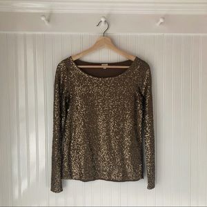 J.Crew Long Sleeve Sequin Tee Tshirt Olive Glimmer